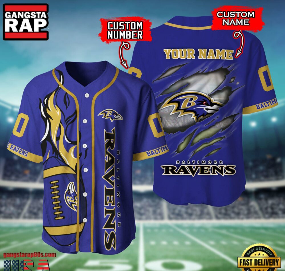 NFL Baltimore Ravens Team Logo Litmited Edition Baseball Jersey