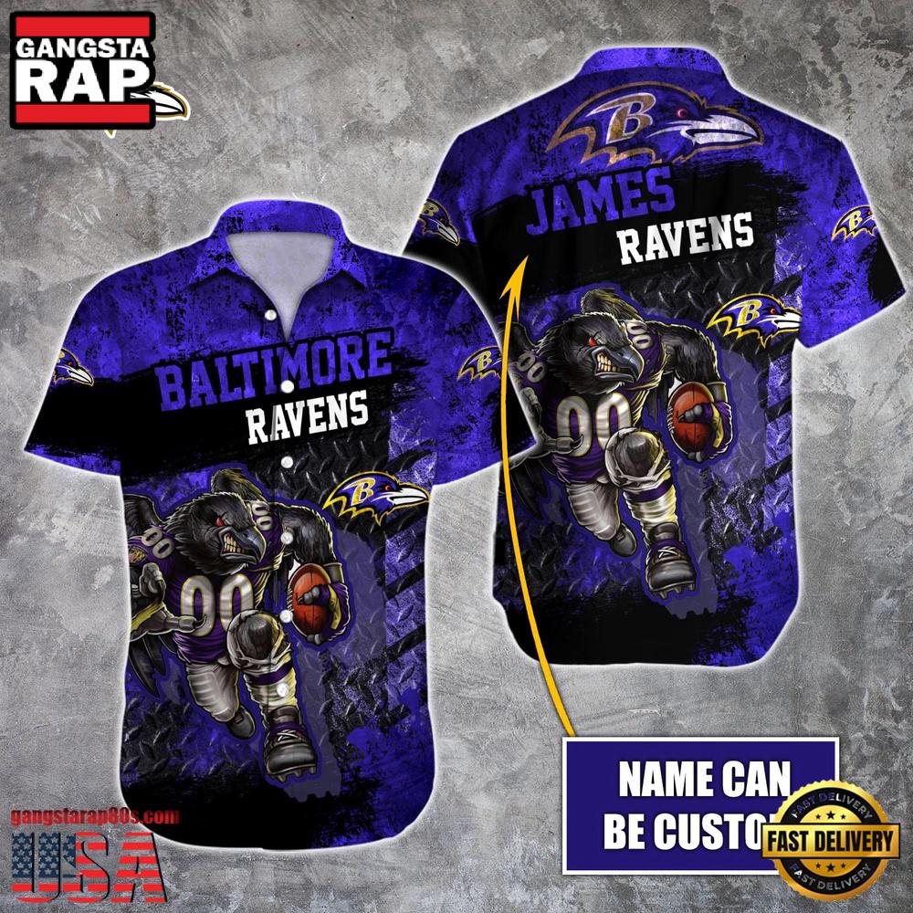 NFL Baltimore Ravens Warrior Mascot Custom Name Hawaiian Shirt