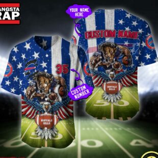 NFL Buffalo Bills Eagle US Flag x Veterans Custom Baseball Jersey