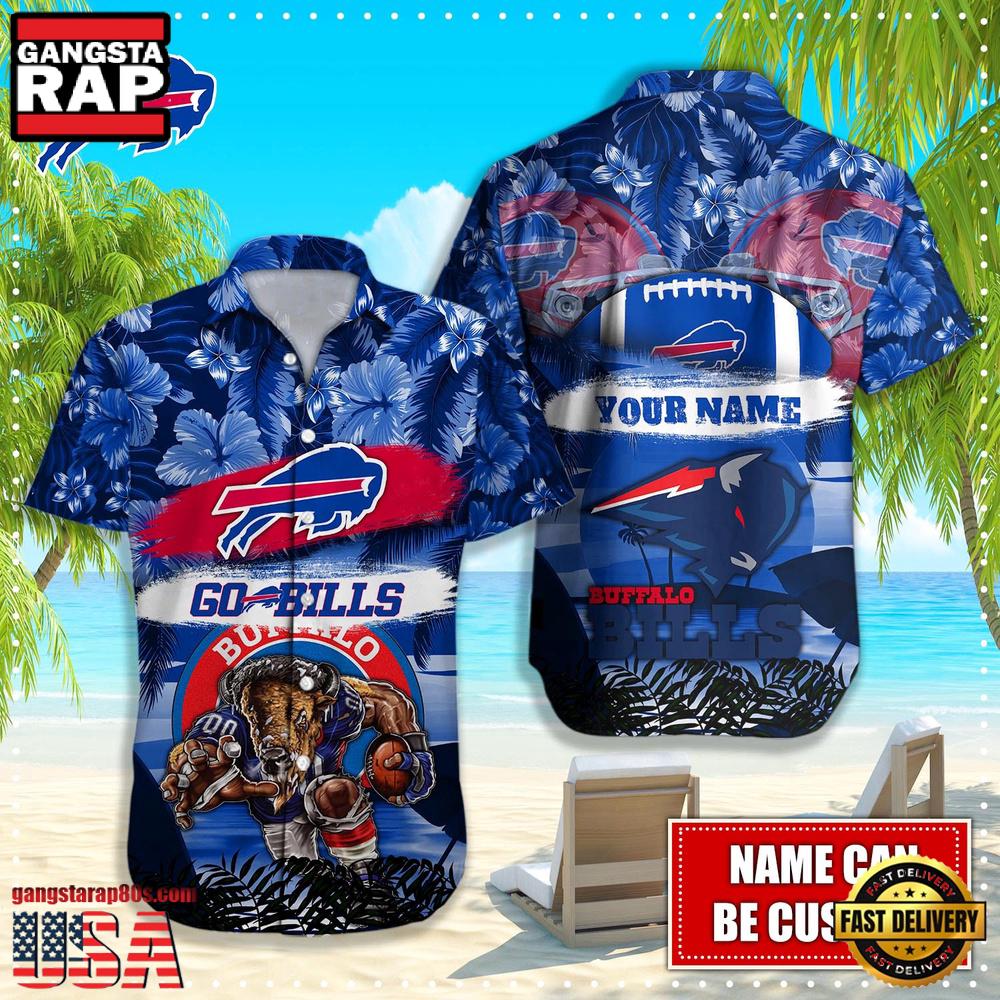 NFL Buffalo Bills Mascot Football Aloha Hawaiian Shirt NFL Buffalo Bills Mascot Football Aloha Hawaiian Shirt
