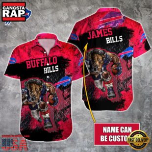 NFL Buffalo Bills Warrior Mascot Custom Name Hawaiian Shirt