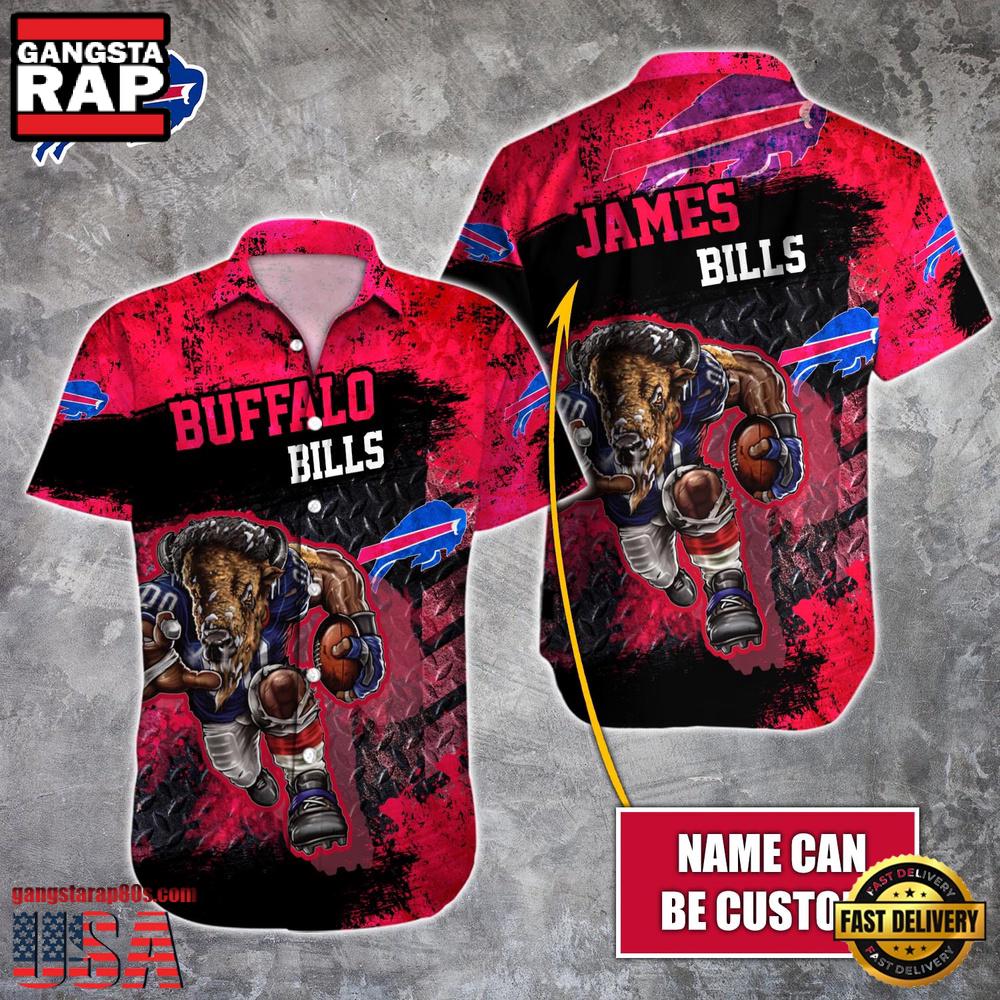 NFL Buffalo Bills Warrior Mascot Custom Name Aloha Hawaiian Shirt NFL Buffalo Bills Warrior Mascot Custom Name Aloha Hawaiian Shirt