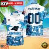 NFL Carolina Panthers Hibiscus Flower Custom Name Hawaiian Shirt