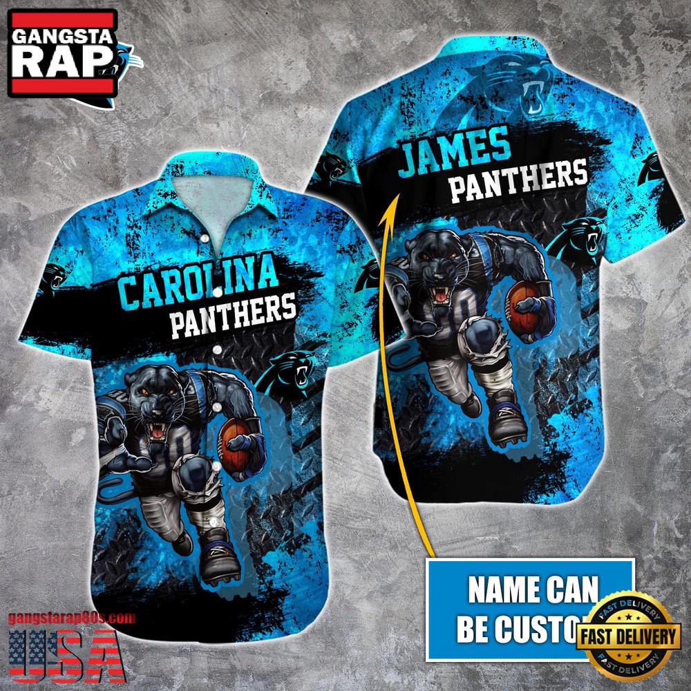 NFL Carolina Panthers Warrior Mascot Custom Name Hawaiian Shirt