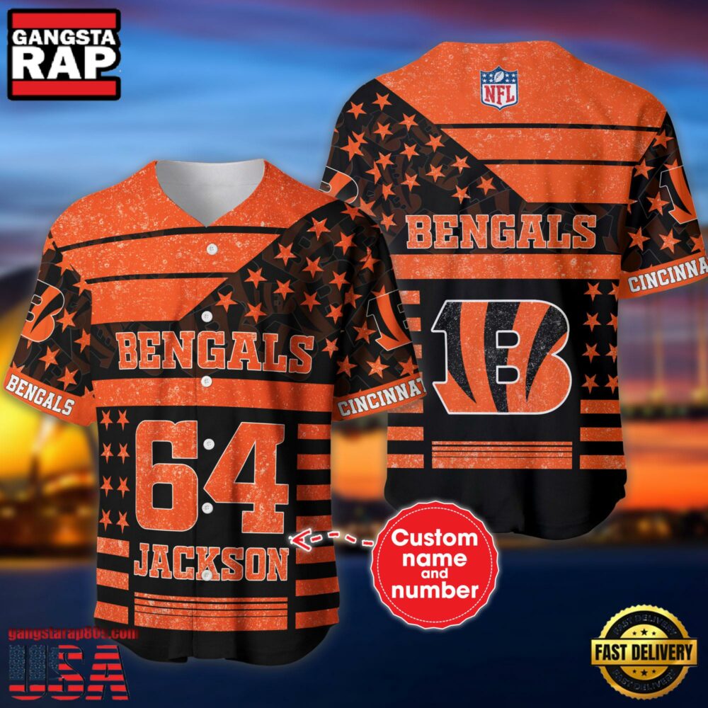 NFL Cincinnati Bengals Personalized American Flag Baseball Jersey