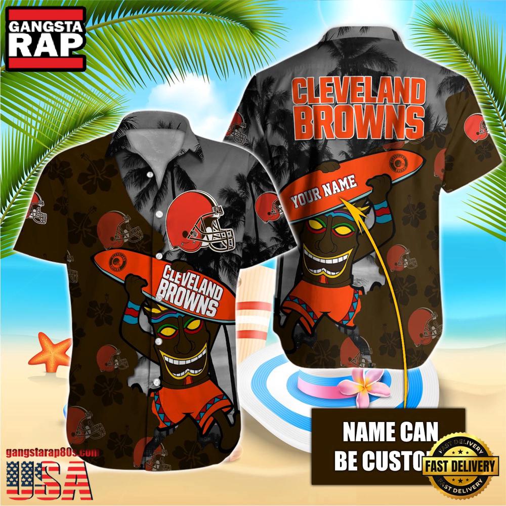 NFL Cleveland Browns Retro Custom Name Hawaiian Shirts