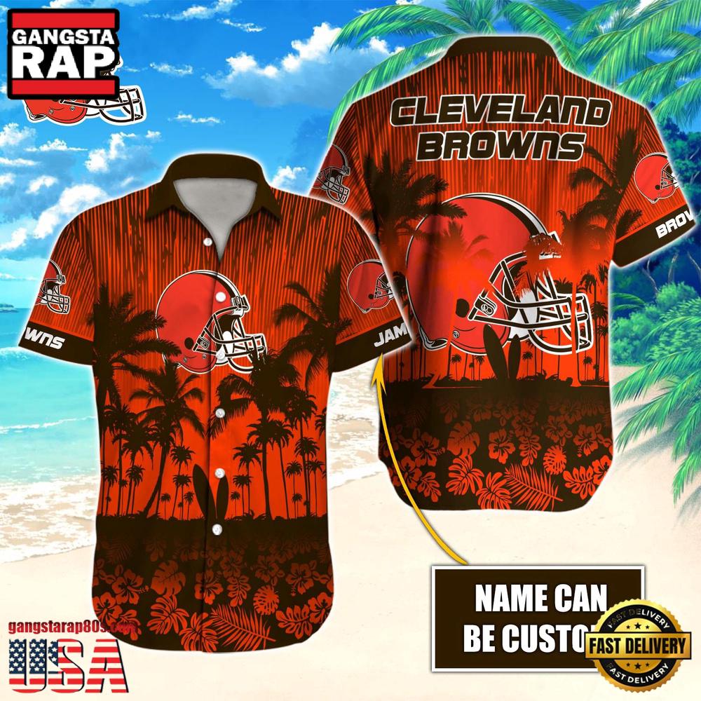 NFL Cleveland Browns Vintage Style Custom Name Aloha Hawaiian Shirt NFL Cleveland Browns Vintage Style Custom Name Aloha Hawaiian Shirt