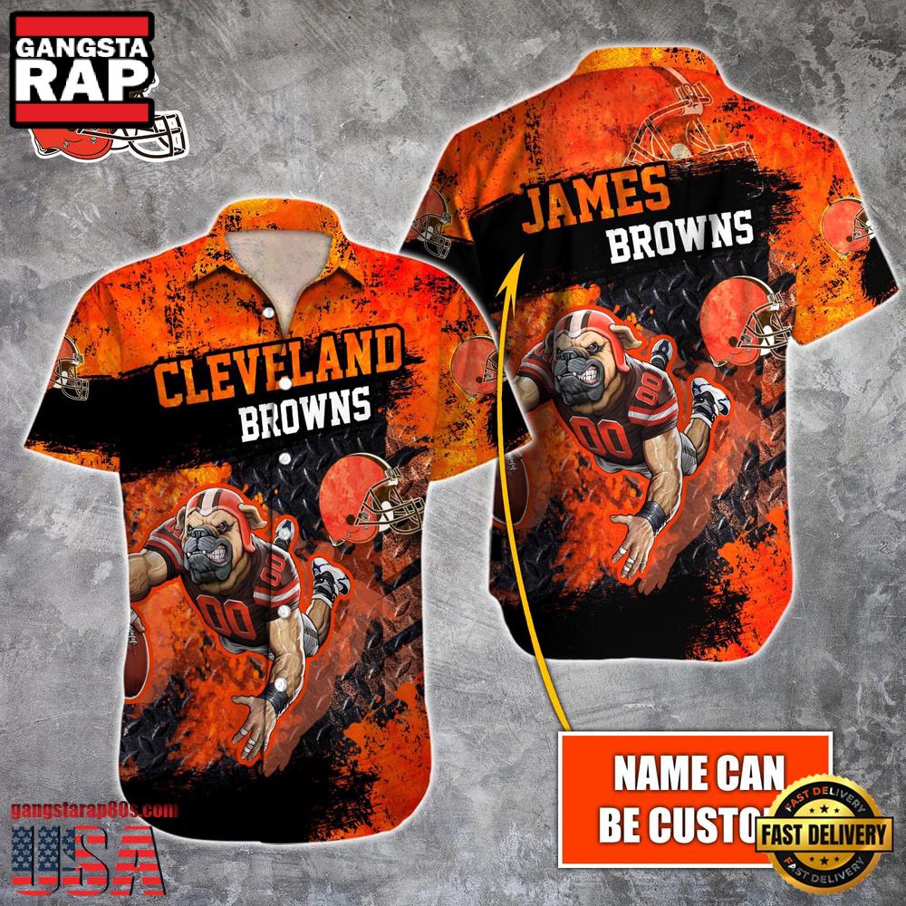 NFL Cleveland Browns Warrior Mascot Custom Name Hawaiian Shirt