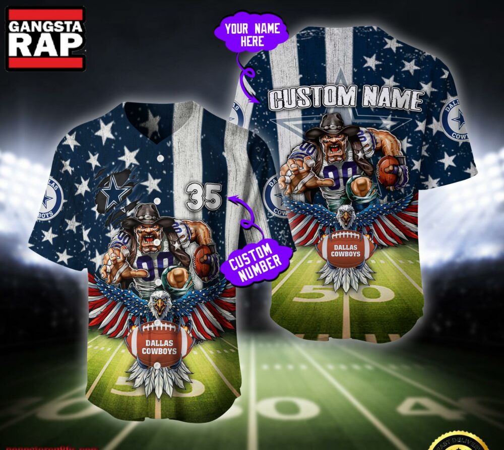 NFL Dallas Cowboys Eagle US Flag x Veterans Custom Baseball Jersey