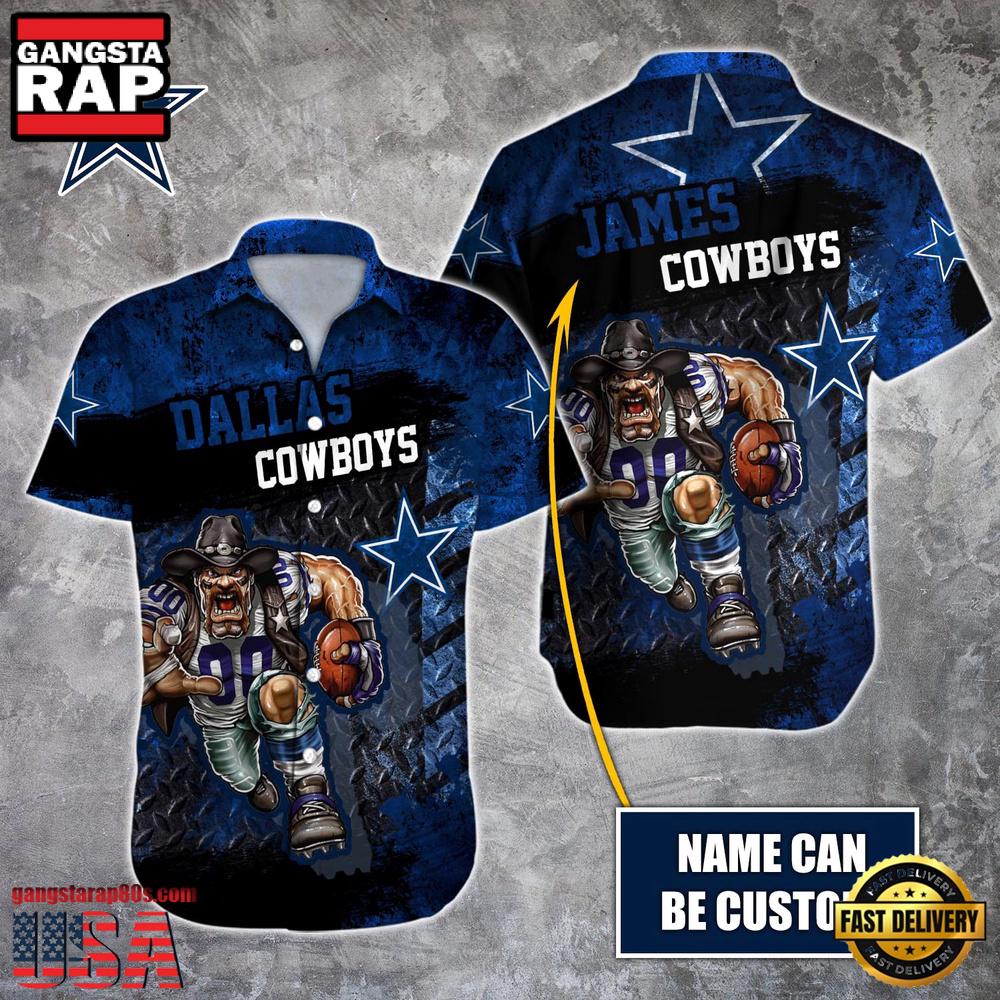 NFL Dallas Cowboys Warrior Mascot Custom Name Hawaiian Shirt
