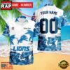 NFL Detroit Lions New Design 2025 Custom Name Number Hawaiian Shirt 2 NFL Detroit Lions Hibiscus Flower Custom Name Hawaiian Shirt