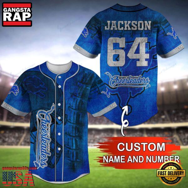 NFL Detroit Lions Personalized Baseball Jersey, Football Team Design Jersey Shirt