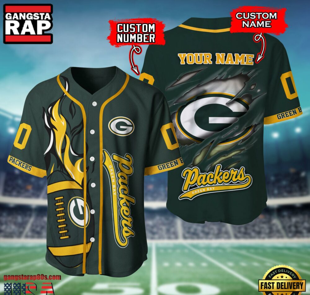 NFL Green Bay Packers Team Logo Litmited Edition Baseball Jersey