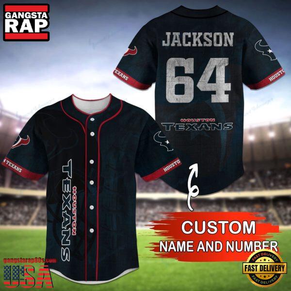 NFL Houston Texans Personalized Baseball Jersey, Football Team Design Jersey Shirt