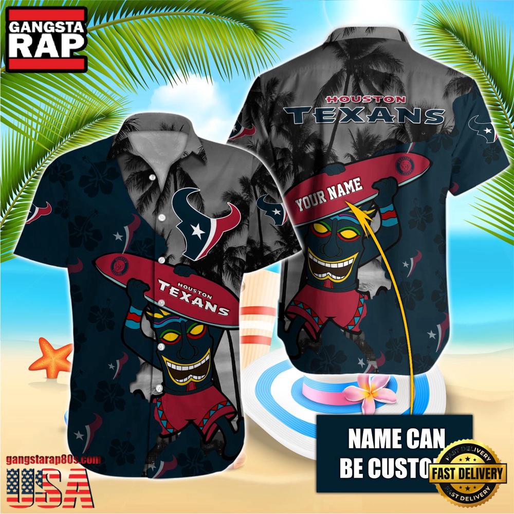 NFL Houston Texans Retro Custom Name Hawaiian Shirts