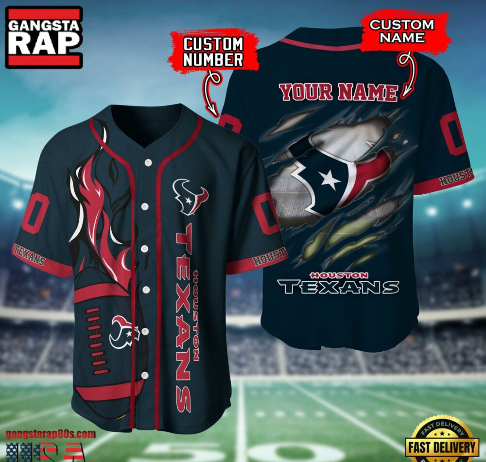 NFL Houston Texans Team Logo Litmited Edition Baseball Jersey