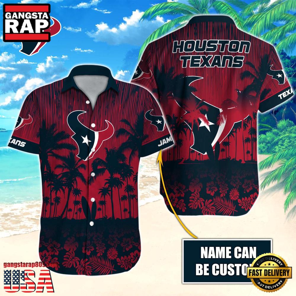 NFL Houston Texans Vintage Style Custom Name Hawaiian Shirt