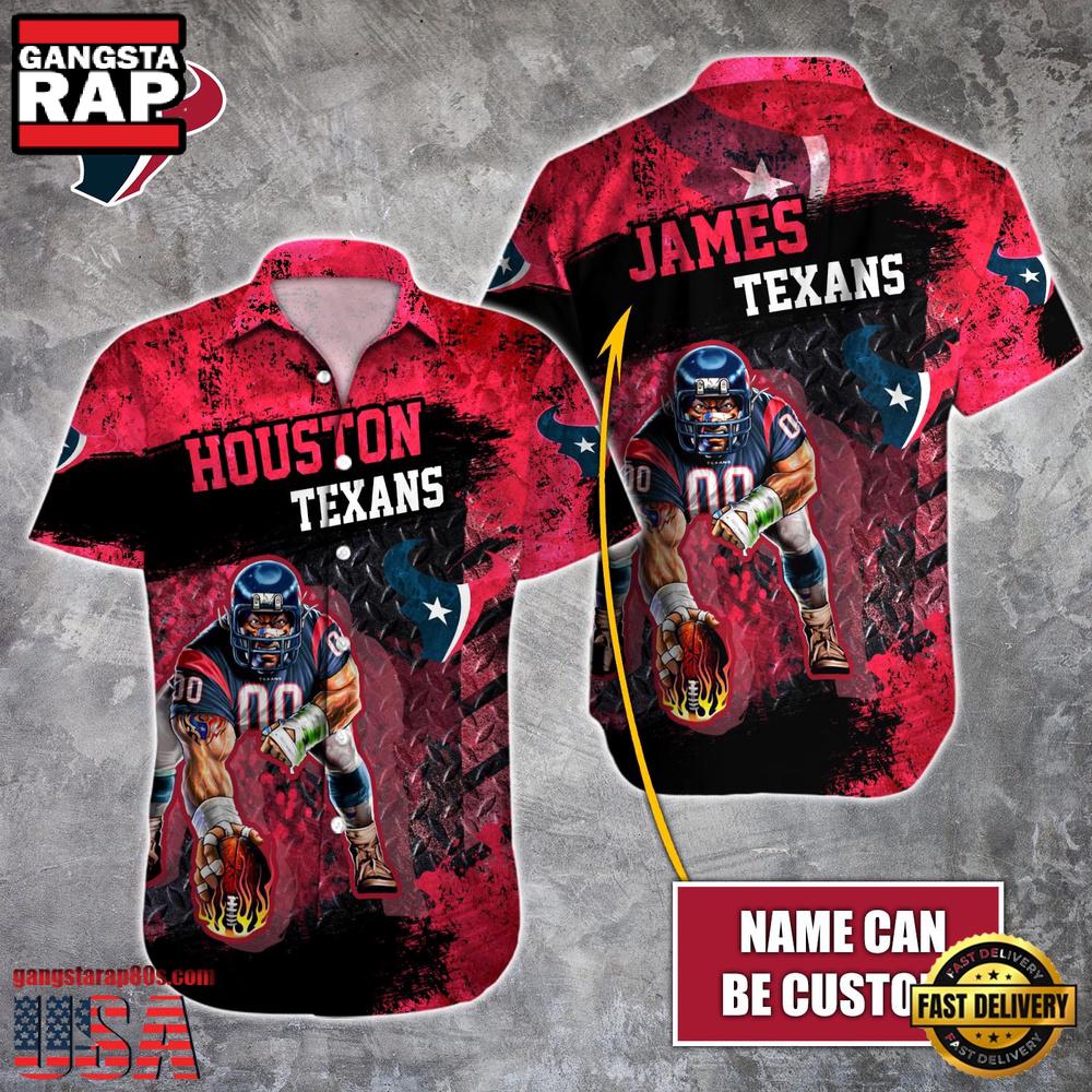 NFL Houston Texans Warrior Mascot Custom Name Hawaiian Shirt