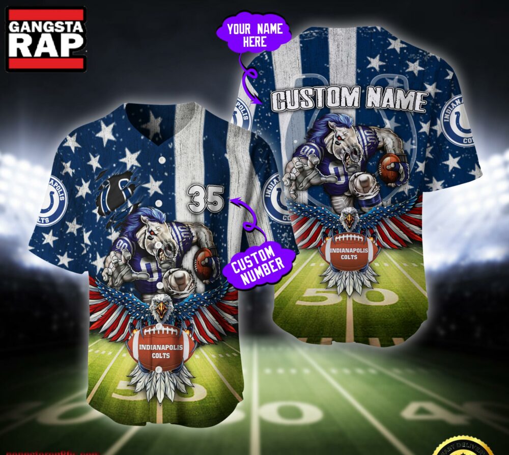 NFL Indianapolis Colts Eagle US Flag x Veterans Custom Name Number Baseball Jersey Shirt NFL Indianapolis Colts Eagle US Flag x Veterans Custom Name Number Baseball Jersey Shirt
