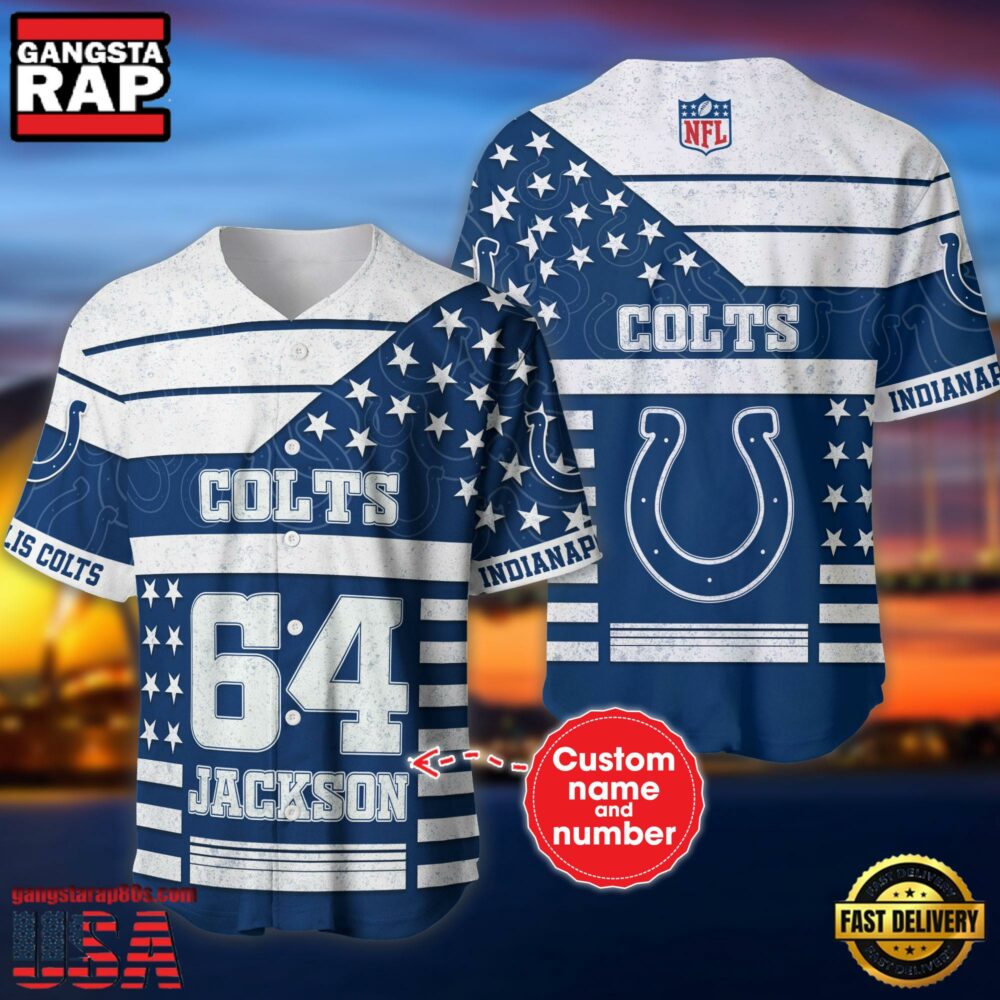 NFL Indianapolis Colts Custom Name Number Name Number American Flag Baseball Jersey Shirt NFL Indianapolis Colts Custom Name Number Name Number American Flag Baseball Jersey Shirt