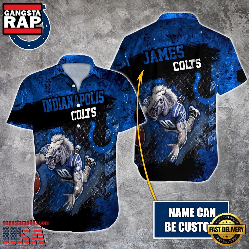 NFL Indianapolis Colts Warrior Mascot Custom Name Aloha Hawaiian Shirt NFL Indianapolis Colts Warrior Mascot Custom Name Aloha Hawaiian Shirt