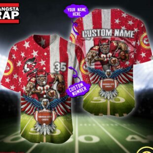 NFL Kansas City Chiefs Eagle US Flag x Veterans Custom Baseball Jersey