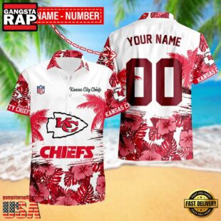 NFL Kansas City Chiefs Hibiscus Flower Custom Name Hawaiian Shirt