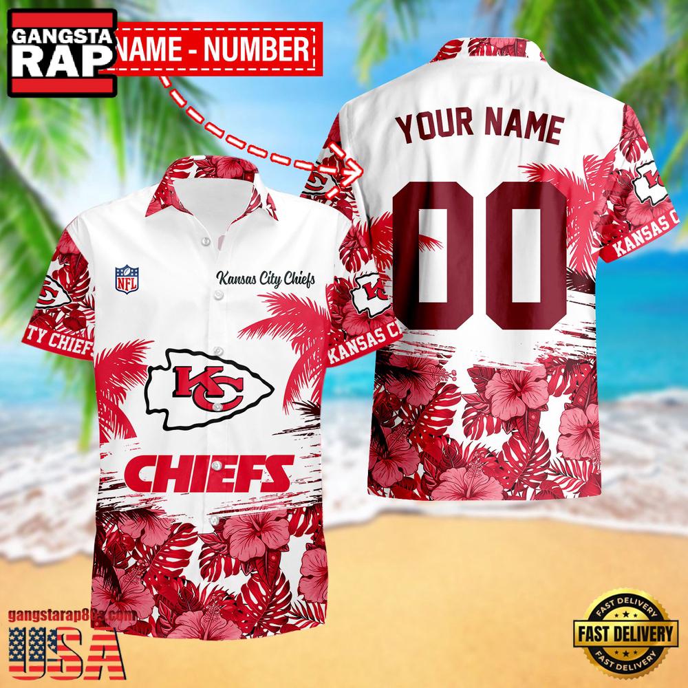 NFL Kansas City Chiefs Hibiscus Flower Custom Name Hawaiian Shirt