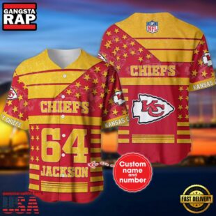 NFL Kansas City Chiefs Personalized American Flag Baseball Jersey