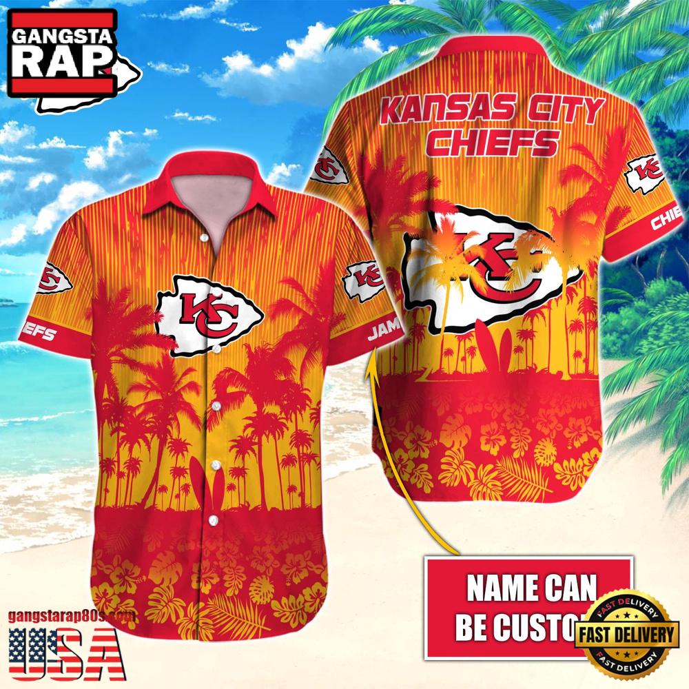 NFL Kansas City Chiefs Vintage Style Custom Name Hawaiian Shirt
