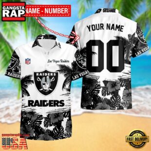 NFL Las Vegas Raiders Hibiscus Flower Custom Name Hawaiian Shirt