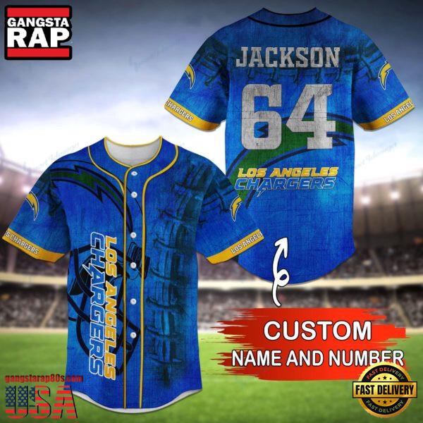NFL Los Angeles Chargers Personalized Baseball Jersey, Football Team Design Jersey Shirt