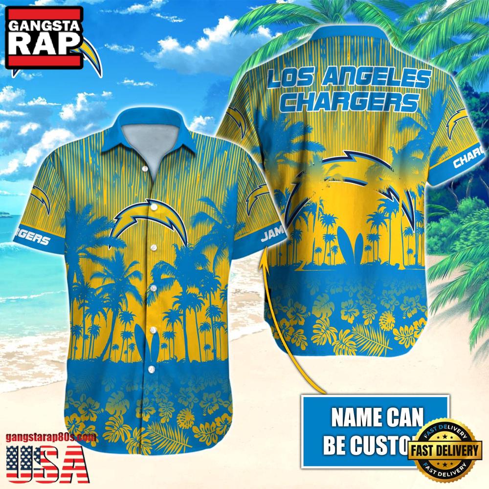 NFL Los Angeles Chargers Vintage Style Custom Name Hawaiian Shirt