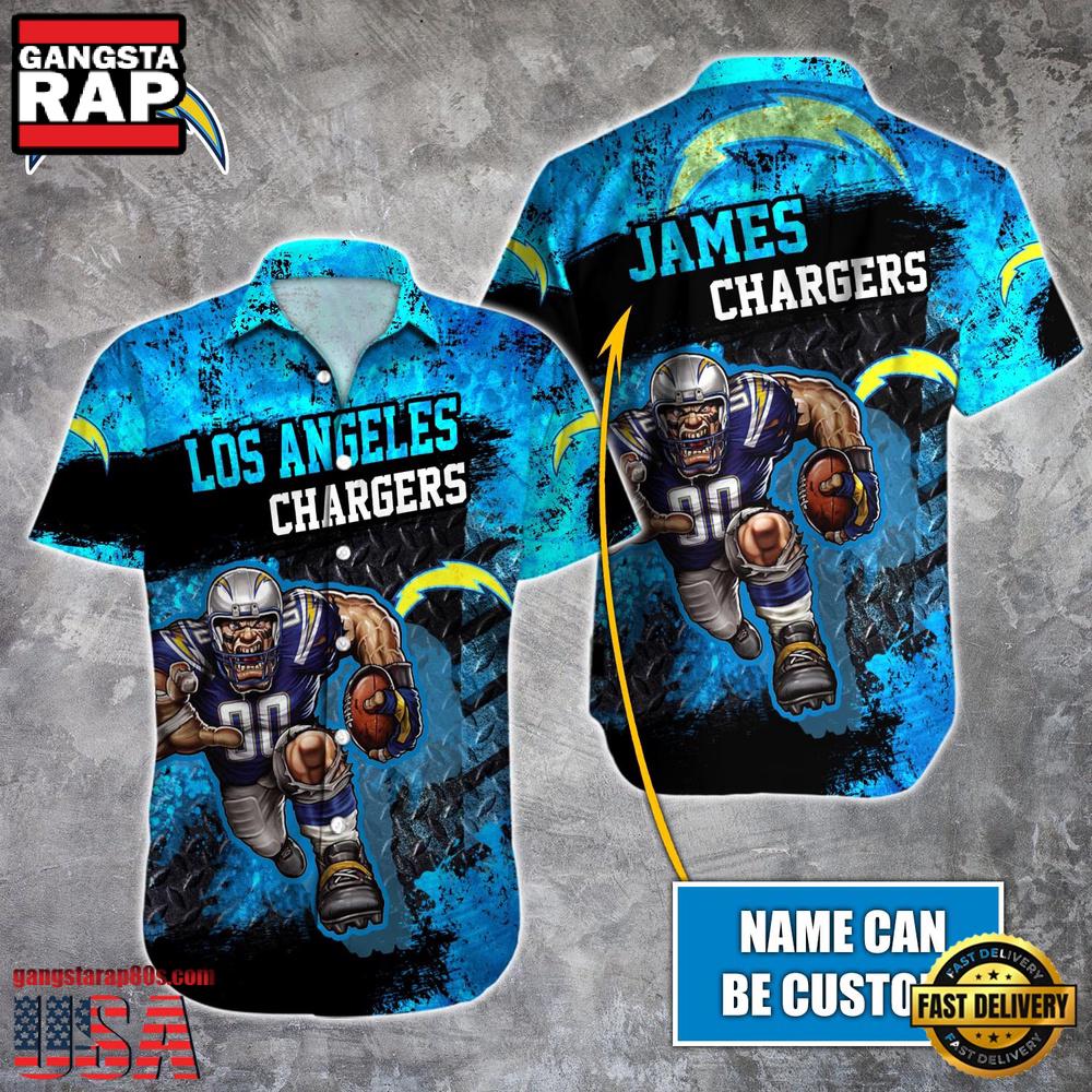 NFL Los Angeles Chargers Warrior Mascot Custom Name Hawaiian Shirt
