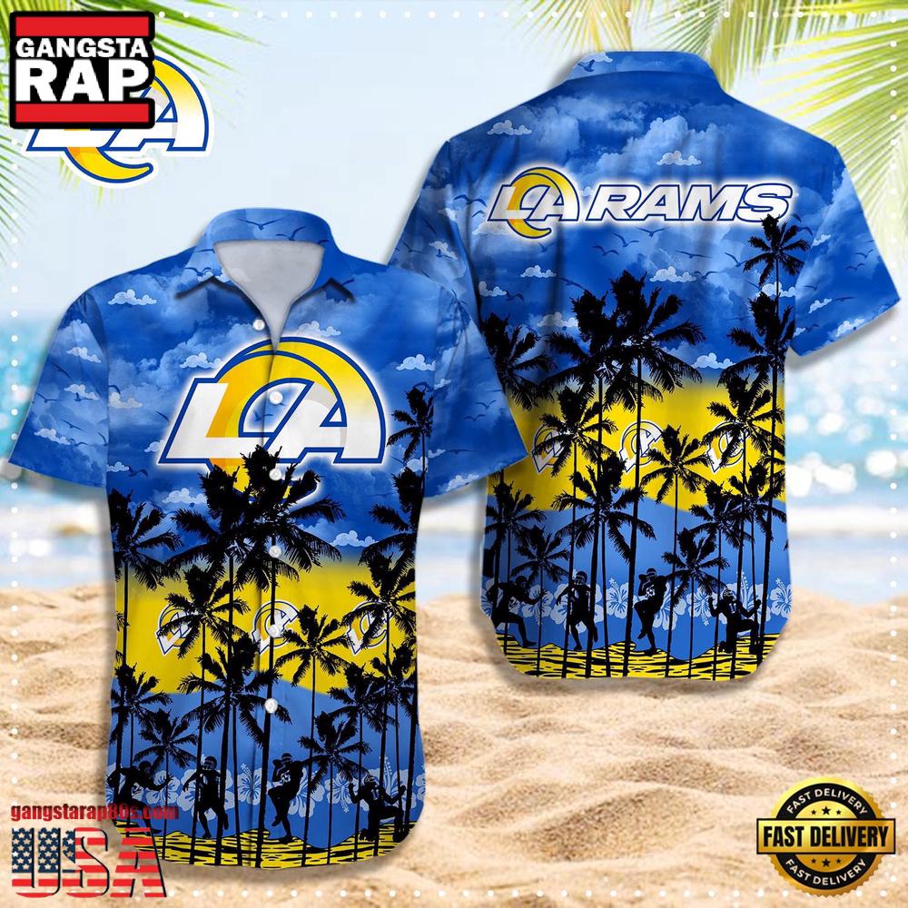 NFL Los Angeles Rams Logo Team Aloha Hawaiian Shirt NFL Los Angeles Rams Logo Team Aloha Hawaiian Shirt