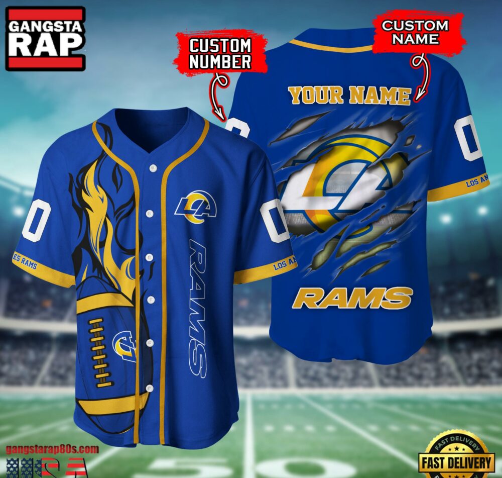 NFL Los Angeles Rams Team Logo Litmited Edition Baseball Jersey Shirt NFL Los Angeles Rams Team Logo Litmited Edition Baseball Jersey Shirt