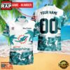 NFL Miami Dolphins Hibiscus Flower Custom Name Hawaiian Shirt