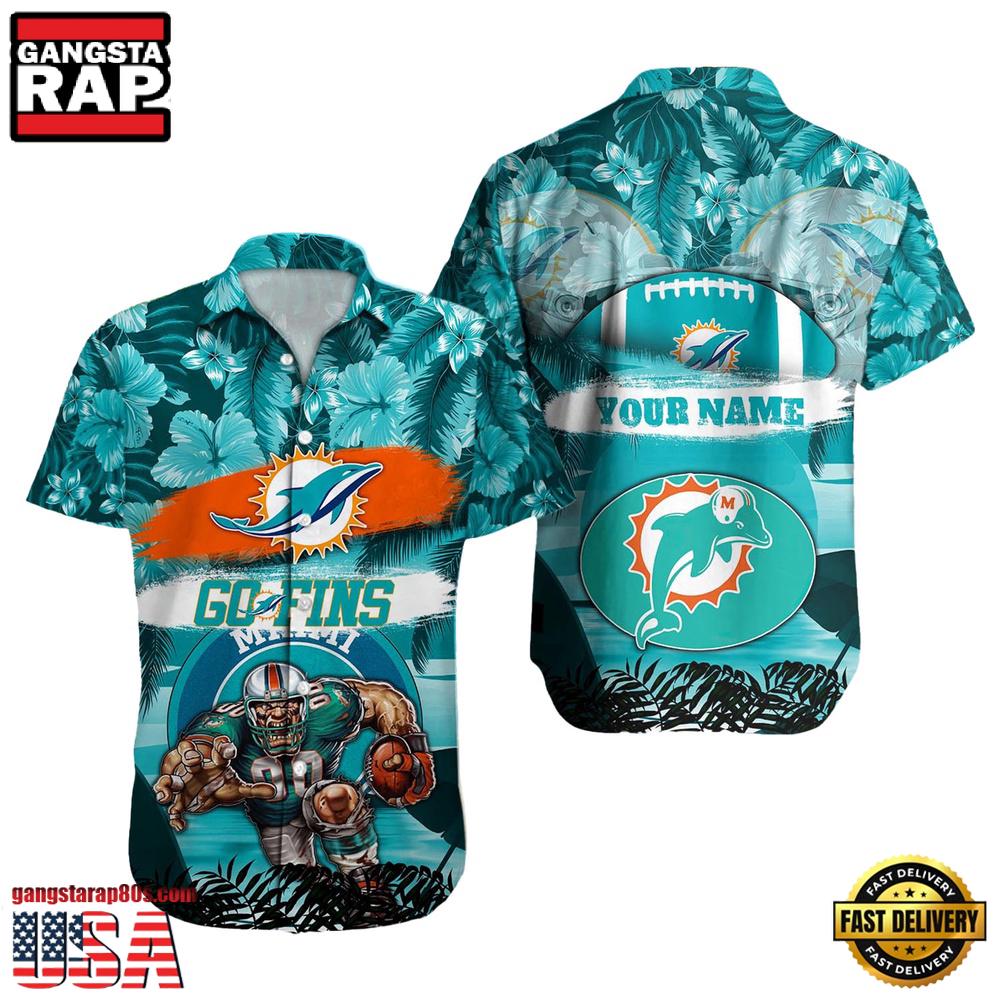 NFL Miami Dolphins Mascot Football Aloha Hawaiian Shirt NFL Miami Dolphins Mascot Football Aloha Hawaiian Shirt