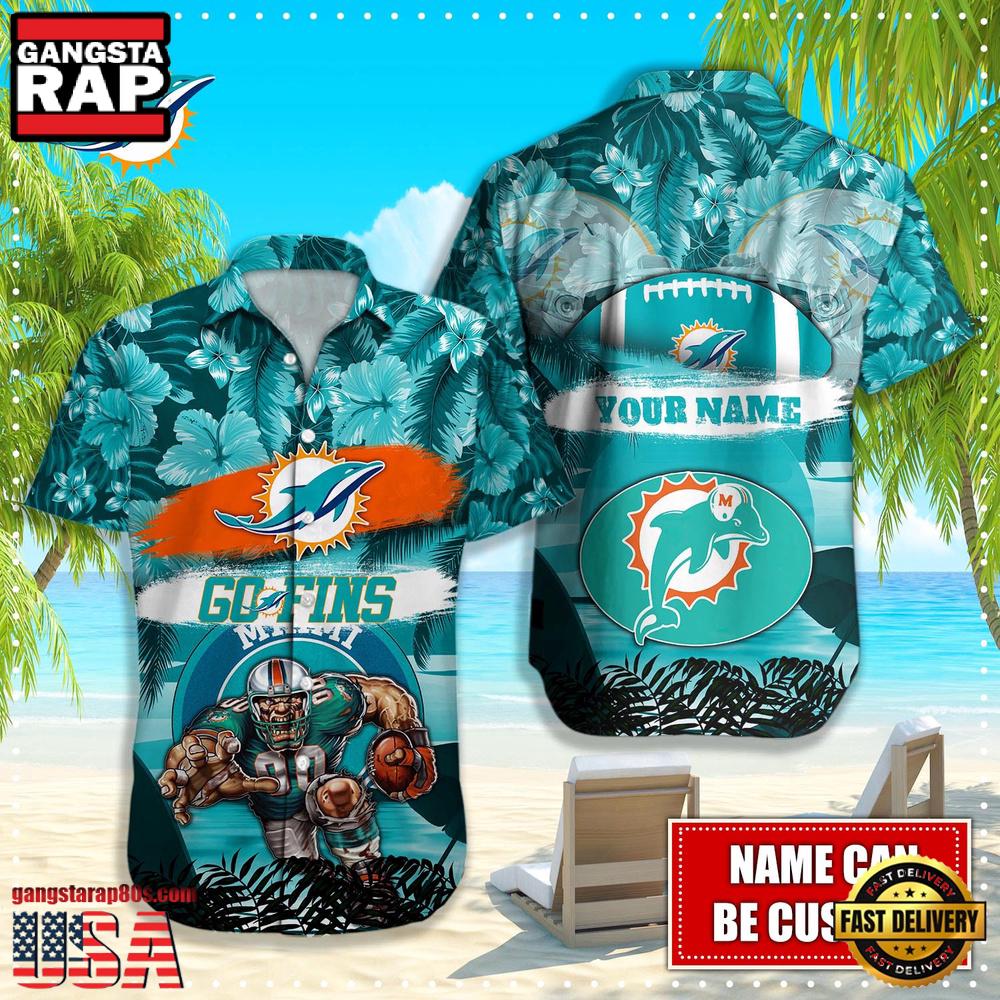 NFL Miami Dolphins Mascot Football Aloha Hawaiian Shirt NFL Miami Dolphins Mascot Football Aloha Hawaiian Shirt
