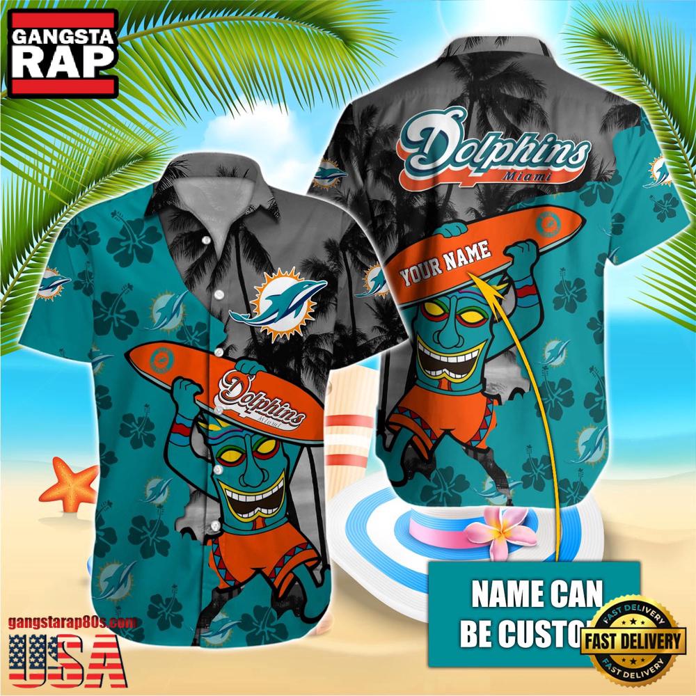 NFL Miami Dolphins Retro Custom Name Hawaiian Shirts