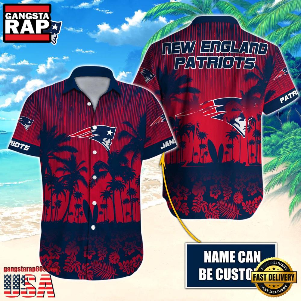 NFL New England Patriots Vintage Style Custom Name Hawaiian Shirt
