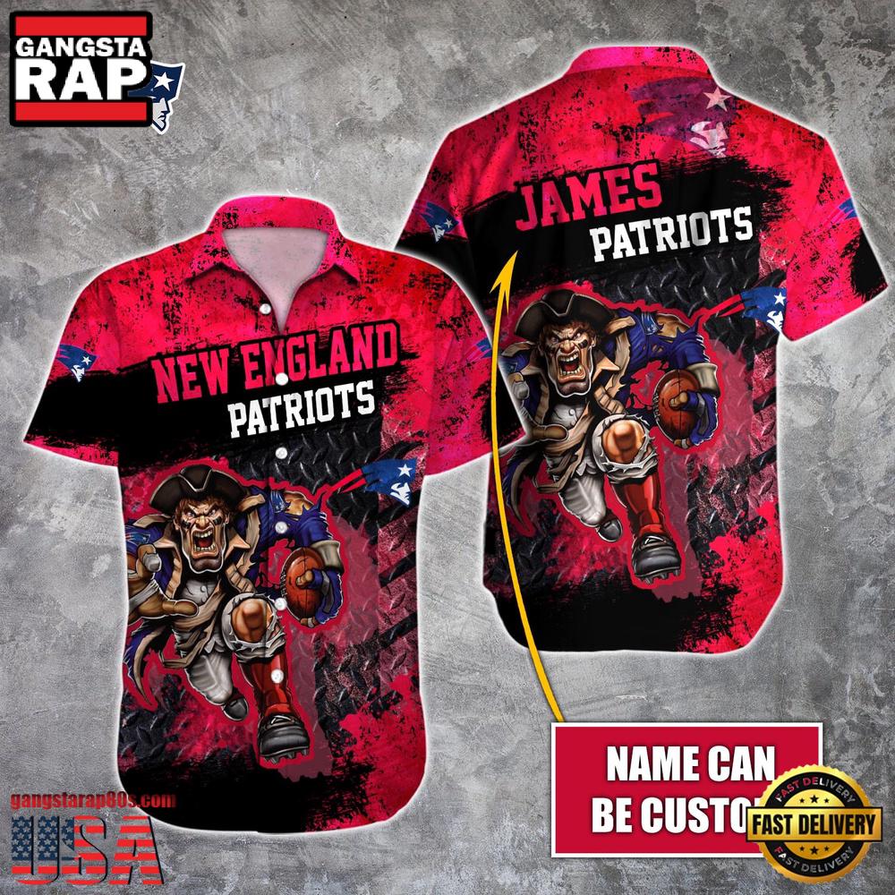 NFL New England Patriots Warrior Mascot Custom Name Hawaiian Shirt