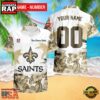 NFL New Orleans Saints Hibiscus Flower Custom Name Hawaiian Shirt