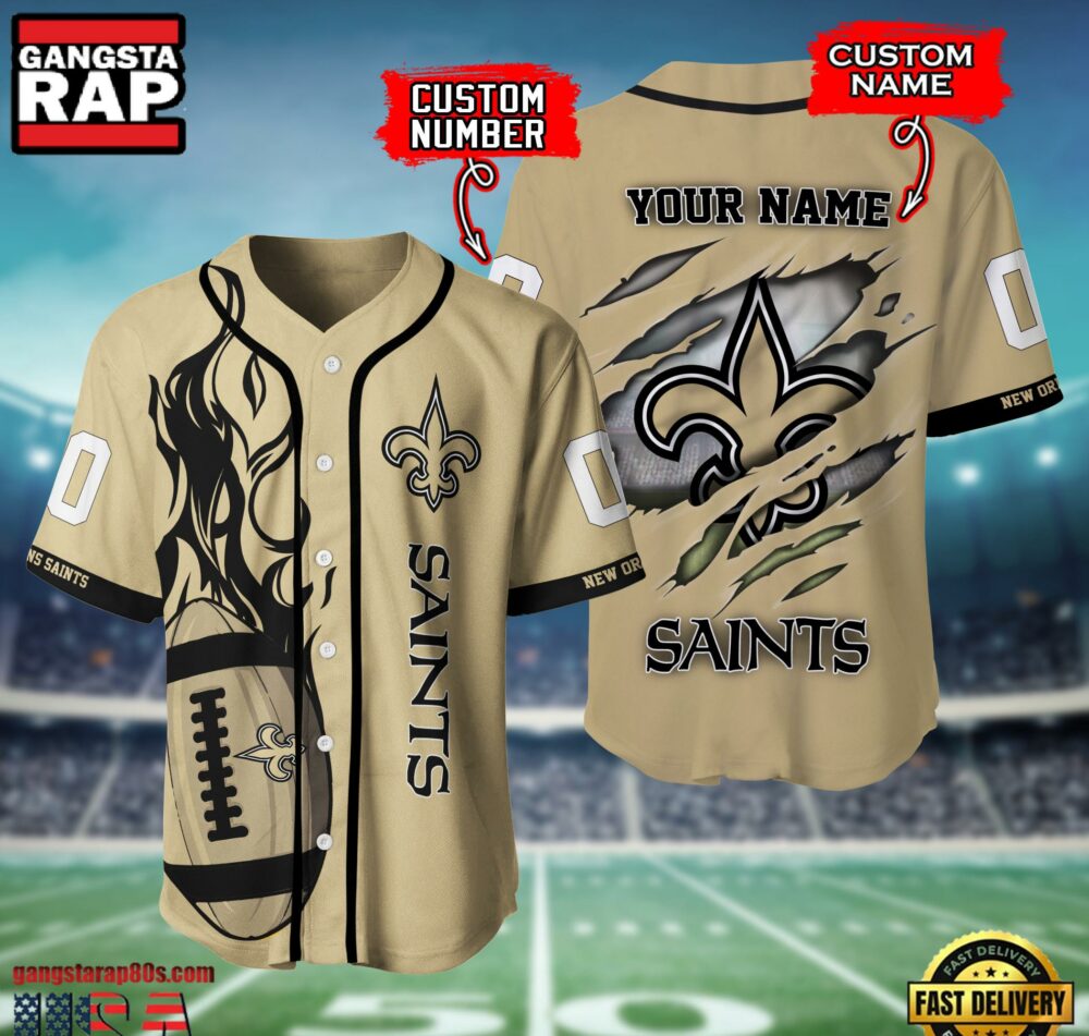 NFL New Orleans Saints Team Logo Litmited Edition Baseball Jersey