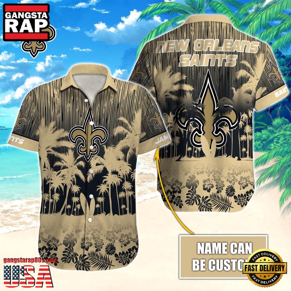 NFL New Orleans Saints Vintage Style Custom Name Hawaiian Shirt