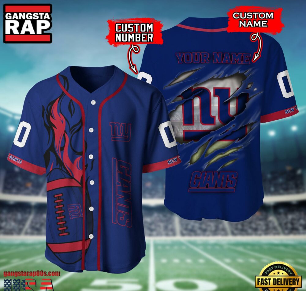 NFL New York Giants Team Logo Litmited Edition Baseball Jersey Shirt NFL New York Giants Team Logo Litmited Edition Baseball Jersey Shirt
