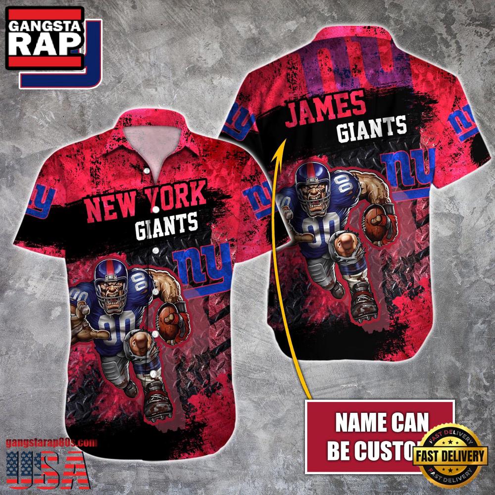 NFL New York Giants Warrior Mascot Custom Name Hawaiian Shirt