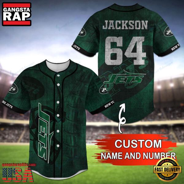 NFL New York Jets Custom Name Number Name Number Baseball Jersey Shirt NFL New York Jets Custom Name Number Name Number Baseball Jersey Shirt