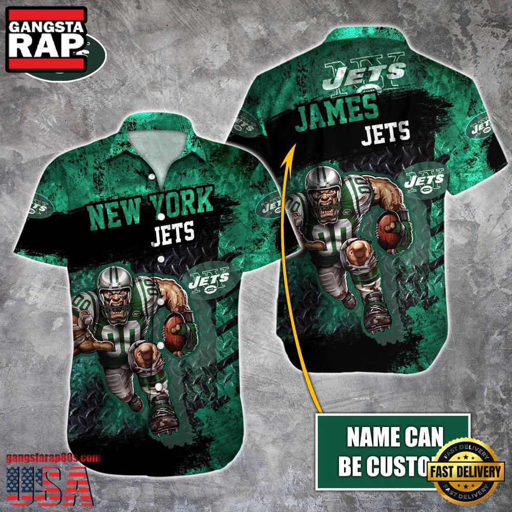 NFL New York Jets Warrior Mascot Custom Name Hawaiian Shirt
