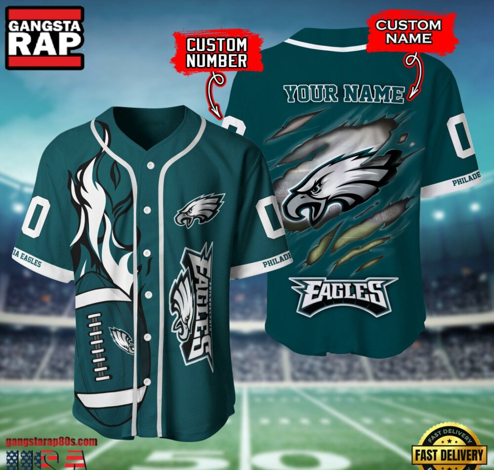 NFL Philadelphia Eagles Team Logo Litmited Edition Baseball Jersey